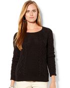 Lauren by Ralph Lauren Aran Knit Sweater - Lyst