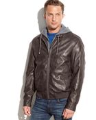 Michael Kors Michael Big And Tall Logan Hooded Faux-Leather Bomber - Lyst