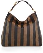 Fendi Pequin Leather Hobo - Lyst