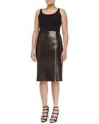 Michael Kors Paneled Zip Leather Pencil Skirt - Lyst