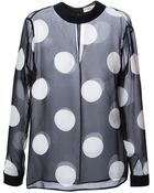 Saint Laurent Sheer Polka Dot Blouse - Lyst