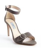 Prada Grey Suede Buckle Detail Sandals - Lyst