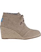 Toms Desert Wedge Boot Natural Burlap - Lyst