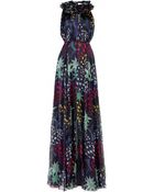 Matthew Williamson 3D Star Print Silk Chiffon Ruffle Neck Evening Gown - Lyst