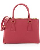 Prada Saffiano Double-Zip Mini Crossbody - Lyst