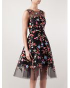 Oscar de la Renta Floral Embroidered Tulle Dress - Lyst
