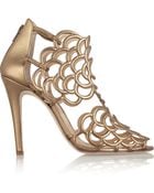 Oscar de la Renta Gladia Cutout Leather Sandals - Lyst