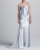 Donna Karan New York Twotone Metallic Strapless Gown - Lyst