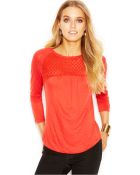 Lucky Brand Jeans Lucky Brand Three-Quarter-Sleeve Lace-Inset Top - Lyst