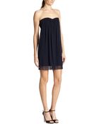 Alice + Olivia Strapless Shirred Chiffon Dress - Lyst