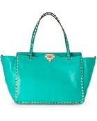 Valentino Green Medium Rockstud Tote - Lyst