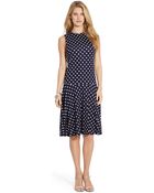 Lauren by Ralph Lauren Polka-Dot Drop-Waist Dress - Lyst