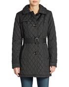 Ellen Tracy Diamond Quilted Belted Jacket - Lyst