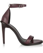 Tibi Amber Snake-Effect Leather Sandals - Lyst