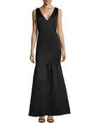 Halston Heritage Matelasse Satin Drop-Waist Gown - Lyst