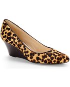 Nine West Tan & Black Mela Real Calf Hair Wedges - Lyst