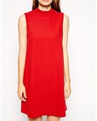 Asos Sleeveless Shift Dress With High Neck - Lyst