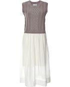 Sea Grey Cozy Knits And Pleats Dress - Lyst