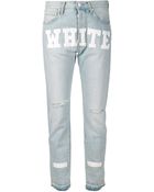 Off-white Distressed Jeans - Lyst