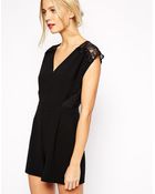 Oasis Lace Shoulder Romper - Lyst