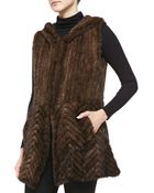 Belle Fare Knitted Mink Fur Vest W Hood - Lyst