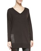 Michael Kors Leather-Pocket V-Neck Tunic - Lyst