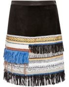 Derek Lam 10 Crosby Embellished Suede Skirt - Lyst