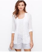Ann Taylor Linen Blend Roll Sleeve Cardigan - Lyst
