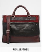 Asos Leather and Suede Zip Front Handheld Bag - Lyst