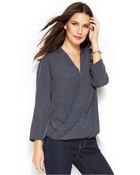 Michael Kors Michael Polka-Dot Faux-Wrap Blouse - Lyst