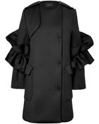 Simone Rocha Collarless Coat With Ruffle Sleeves - Lyst