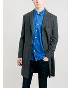 Topman Harris Tweed Blue Coat - Lyst