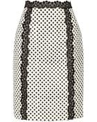 Oscar de la Renta Polka-Dot Cotton-Blend Pencil Skirt - Lyst