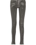 Pierre Balmain Metallic Low-Rise Coated Skinny Jeans - Lyst