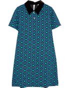 Lulu & Co Velvet-Trimmed Printed Crepe Mini Dress - Lyst