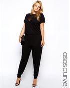 Asos Curve Jumpsuit With Dobby Mesh - Lyst