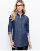 Ann Taylor Chambray Perfect Shirt - Lyst