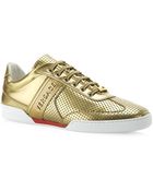 Versace Perforated Metallic Trainer - Lyst