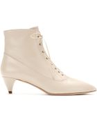 Miu Miu Lace-Up Leather Ankle Boots - Lyst
