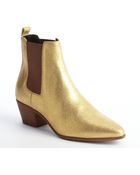 Saint Laurent Gold Glitter Leather Chelsea Boots - Lyst