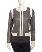 Bagatelle Two-Tone Perforated Leather Jacket - Lyst