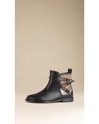 Burberry House Check Panel Leather Ankle Boots - Lyst
