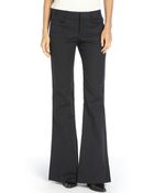 Theyskens' Theory Black Cotton Blend Flare Leg Pants - Lyst