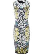 Versace Leopard Print Belted Pencil Dress - Lyst