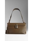 Burberry Medium Studded Padlock Leather Hobo Bag - Lyst
