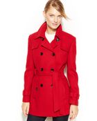 Calvin Klein Double-Breasted Belted Pea Coat - Lyst