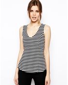 Asos Peplum Top In Stripe - Lyst