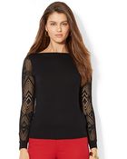 Lauren by Ralph Lauren Pointelle Knit Sweater - Lyst