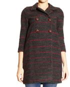 Manila Grace Coat Double Breast Wool Stripes - Lyst