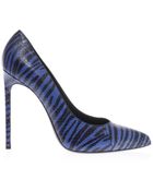Saint Laurent Zebra Print Elaphe Snakeskin Pumps - Lyst